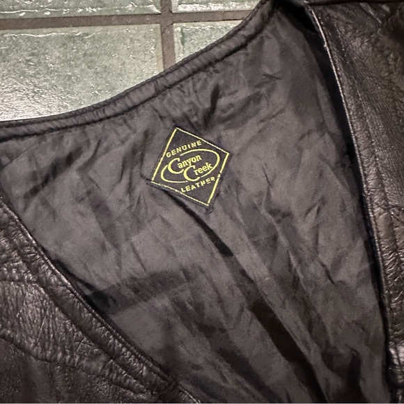 VTG 90s Leather Patchwork Lace Up Sides Motorcycle Biker Vest - Picture 2 of 13